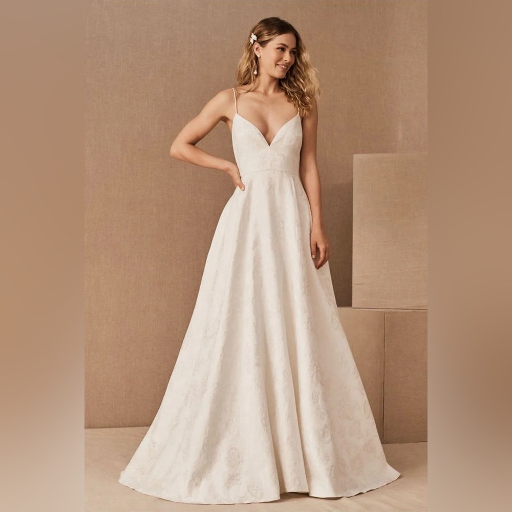 Sachin & Babi Penny V-Neck Jacquard Wedding Gown from BHLDN NWT